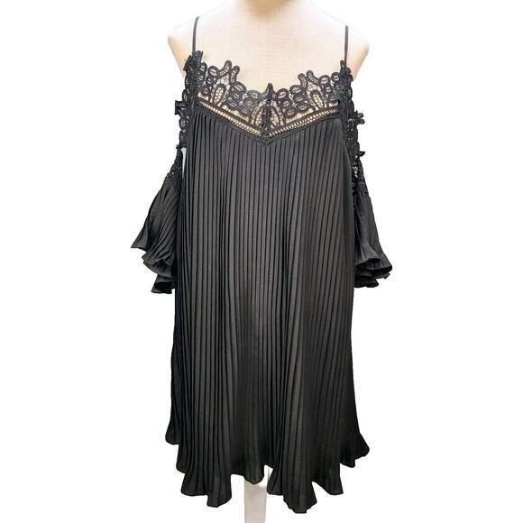 The Clothing Company Women's‎ Dress Large Pleated Black Lace Off Shoulder Party - Picture 1 of 7